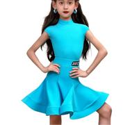 Girls Dance Costume, Kids Salsa Rumba Latin Dancing Clothes Set Blue