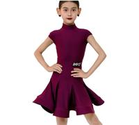 Girls Dance Costume, Kids Salsa Rumba Latin Dancing Clothes Set Burgundy