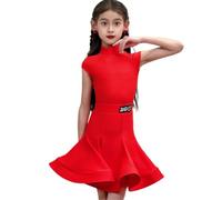 Girls Dance Costume, Kids Salsa Rumba Latin Dancing Clothes Set Red