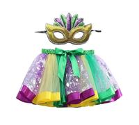 Girls Dance Costume Set Party Tutu Skirt and Blindfold Accessories for Ballet Performances White Dress Dresses 9-10 Years Gold Sequin Sparkly Kids 10-11