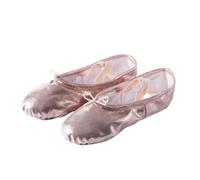 Girl's Dance Flat Sole Soft Leather Ballet Slipper/Shoe Lace-Up Dance Practic Ballerina for Dance Performance Gymnastics(22,Pink with Tie)