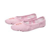 Girls Dance Shoes Size 8 Leather Ballet Flats Shoes Full Sole Indoor Dance Trainers Split Sole Dances Trainers Bow Soft Sole Trainer Cross Elastic Straps Shoe for Yoga Gymnastics Performance Pink