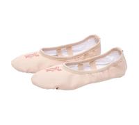 Girls Dance Shoes Size 8 Leather Ballet Flats Shoes Full Sole Indoor Dance Trainers Split Sole Dances Trainers Bow Soft Sole Trainer Cross Elastic Straps Shoe for Yoga Gymnastics Performance Beige