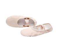 Girls Dance Shoes Size 8 Leather Ballet Flats Shoes Full Sole Indoor Dance Trainers Split Sole Dances Trainers Bow Soft Sole Trainer Cross Elastic Straps Shoe for Yoga Gymnastics Performance White
