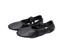 Girls Dance Shoes Size 8 Leather Ballet Flats Shoes Full Sole Indoor Dance Trainers Split Sole Dances Trainers Bow Soft Sole Trainer Cross Elastic Straps Shoe for Yoga Gymnastics Performance Black