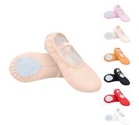 Girls' Dance Shoes Stretch Ballet Shoes, Canvas Flat Dance Slippers Elastic Split Shoe Gymnastic Yoga Kids Toddlers White UK Size 1