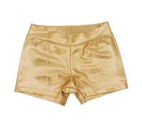 Girls Dance Short Gymnastics Athletic Shorts Sparkle Glitter Tumbling Bottoms, Gold, 9-10 years