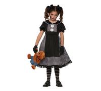 Girls Dark Rag Doll Costume Evil Zombie Horror Scary Kids Halloween Fancy Dress