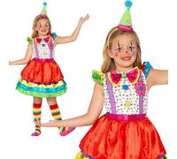 Girls Deluxe Clown Costume & Hat Circus World Book W ay Fancy Dress S-L