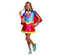 Deluxe Supergirl Costume Superhero Girls Comic Book Fancy Dress Outfit Kids
