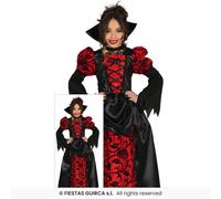 FIESTAS GUIRCA | Vampiress Fancy Dress Costume for Children - Dress and Collar - Vampire Costumes for Halloween, Carnival and Fancy Dress Parties - Ideal for Girls - Black and Red