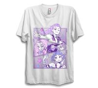 Girls Demon Hunter T-Shirt - Kids Short Sleeve Summer Cotton Top - Casual K-Pop Inspired Graphic Tee UK (UK, Age, 12 Years, Regular, White)