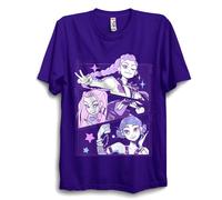 Girls Demon Hunter T-Shirt - Kids Short Sleeve Summer Cotton Top - Casual K-Pop Inspired Graphic Tee UK (UK, Age, 9 Years, Regular, Purple)
