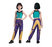 Girls Demon Hunters Pop Singer Embroidery Coat Top Shorts Necklace Tassel Pendant Rumi Mira Zoey Dance Stage Outfit Set for Kids Halloween Cosplay (C, 140)