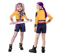 Girls Demon Hunters Pop Singer Embroidery Coat Top Shorts Necklace Tassel Pendant Rumi Mira Zoey Dance Stage Outfit Set for Kids Halloween Cosplay (B, 150)