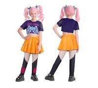Girls Demon Hunters Pop Singer Embroidery Coat Top Shorts Necklace Tassel Pendant Rumi Mira Zoey Dance Stage Outfit Set for Kids Halloween Cosplay (A, 140)