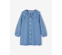 Girl's denim dress with frilled collar medium blue