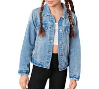 Girls Denim Jacket Longe Sleeve Girl Sleeveless Jean Jacket Toddler Light Blue Washed Denim Jackets ripped Button Fashion Coat Casual Top Outwear for Baby Kids (Blue #1, 11-12 Years)