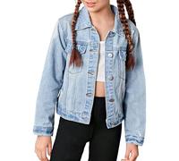 Girls Denim Jacket Longe Sleeve Girl Sleeveless Jean Jacket Toddler Light Blue Washed Denim Jackets ripped Button Fashion Coat Casual Top Outwear for Baby Kids
