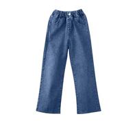 Girls Denim Jeans High Waist Elastic Trendy Pants Girls Kids Casual Streetwear Baggy Wide Leg Straight Trousers Vintage Oversized Pants for Girls Baggy Ripped Black Jeans(Blue, 11-12 Years)