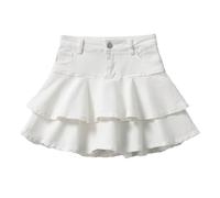 Girls Denim Short Skirts Kids Pleated Jeans Skirts Double Layer A-Line Skorts Mid Waisted Mini Skirt Teen Girl Summer Cute Clothes