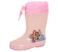 (12 UK Child) Girls Disney Princess Tie Top Wellies Warm Lined Wellington Boots Kids Snow Shoe