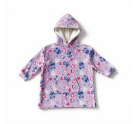 Girls Disney Stitch Heart Print Hooded Blanket Purple One Size