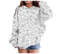 Girls DIY Doodle Sweatshirt Pullover Long Sleeve Casual Soft Cosy Jumper Top for Creative Fun School Everyday Colouring Play(White, 11-12 Years)
