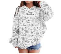 Girls DIY Doodle Sweatshirt Pullover Long Sleeve Casual Soft Cosy Jumper Top for Creative School Play Hand Painted Fun Everyday(White, 7-8 Years)