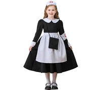 Girls Doctor Costume Dress Halloween Party Cosplay Outfit Role Play Performance Pretend Play For Kids (b-Black, 9-10 Years)