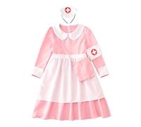 Girls Doctor Role Play Costume Dress Halloween Party Kids Comfortable Funny Costume Fashion Cosplay Outfit Long Sleeve Dress with Headwear Apron Performance Pretend Play for Kids (11-12 Years)