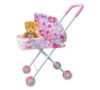 Girls Doll Stroller Toy - Retractable Canopy Pretend Pushchair, Lightweight Kid Friendly Pram, Durable Role Play, Portable Carrier | Toy Stroller For Indoor Outdoor Kids Doll Accessories Playtime Use