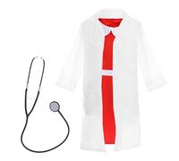 Girls Dr Princess Costume - Large - Red Dress with White Collar, White Lab Coat and Fake Stethoscope - Childs World Book Day Book Week Fancy Dress Costume