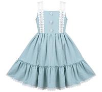 Girls Dress Blue Plaid 1950s Retro Strap Sleeveless Princess Casual Age 6 Years