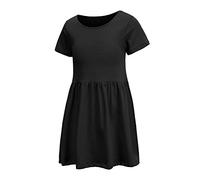 Girls Dress Cotton Short Sleeve Casual Black Dresses for Girls Kids Twirly A-line Skater Dress for School Party Age 3-4 Years