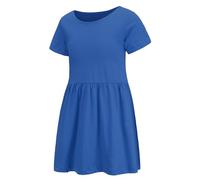 Girls Dress Cotton Short Sleeve Casual Navy Dresses for Girls Kids Twirly A-line Skater Dresses for School Party Age 7-8 Years
