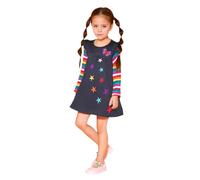 Girls Dress Rainbow Long Sleeve Embroidery Star Age 1-8 Years #102a
