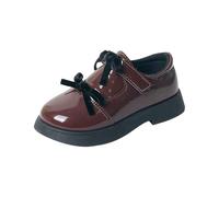 Girl's Dress Shoes ary Jane Flat for Flower Girl a y School Wedding ow Tot Walk Shoes Front Bow Ballerina Flat Shoe for Wedding a y Christmas (Brown, 12 Little child)