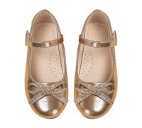 Girls' Dress Shoes - Mary Jane Princess Wedding Shoes - Sparkling Glitter Smooth Shoes for Children Toddler Mary Jane Shoes School Shoes, gold, 7 UK Child