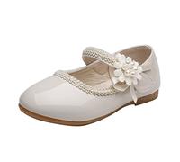 Girls Dress Shoes Princess Flower Marry Jane Fl s Anti Slip Rubber Sole Closed Toe Wedding Birthday Bridesmaid P rty Shoes Girls Shoe (Beige, 9 Toddler)