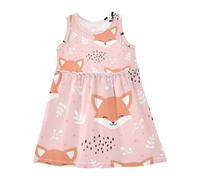 Girls Dress Sleeveless A-line Round Neck Dress Toddler Kids Casual Tank Dresses Forest Animal Fox Flower Pink Sundress 2-8 Years
