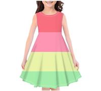 Girls Dress Summer Sleeveless Polka Dots A Line Casual Party Dresses Kids Boho Beach Sundress Crew Neck Casual Loose Dress Holiday Beach Midi Dresses 4-14 Years