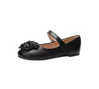 Girls Dress Up Shoes Kindergarten Elegant Summer Shoes Low Heel Pump Ankle Strap Bow Flower Sandals Open Toe Slippers Kids Sea Chunky With Strappy Zipper For Big Little (Black,8.5)