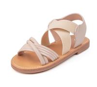 Girls Dress Up Shoes Summer Shoes For Little Kid/Big Kid Gladiator Cross-Tied Zipper Casual Flat Sandals Duck Slippers Toddler Pink Silver Blue Purple White Summer Autumn (Beige,12.5)