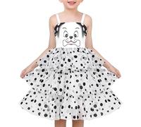 Girls Dress White Dog Polka Dot Cartoon Layer Tulle Cute Princess Daily Age 5 Years