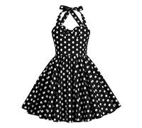 Girls' Dresses 40s 50s Vintage 1950s Rockabilly Kids Summer Sleeveless Halter Bowknot A-line Pleated Swing Wedding Bridesmaid Birthday Party Evening Prom Flower Girl Dress Black Polka Dot 5-6 Years