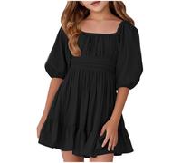 Girls' Dresses Casual Dresses Beach Dress Teenager Knee-Length Children's Dresses Elegant Midi Dress Short Sleeve Party Dress A-line Princess Dress Children Girls Dress 3-14 Years, black, 13-14 Years