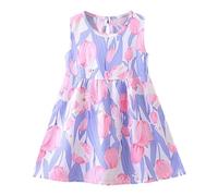 Girls Dresses Casual Loose Everyday Floral Sleeveless Summer Dress for Girl 1-15 Years Christmas Dresses for Toddler Girls Summer Frocks for Girls