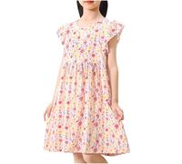 Girls' Dresses,Cute Print Crew Neck Short Sleeve Fashion Dress,Pleated A Line Summer Beach Party Dresses Clearance