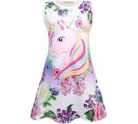 Girls Dresses Unicorn Summer Sleeveless Casual Party A Line Swing Twirl Sundress for Kids Aged 4-9 Years, 6-7 Years Purple